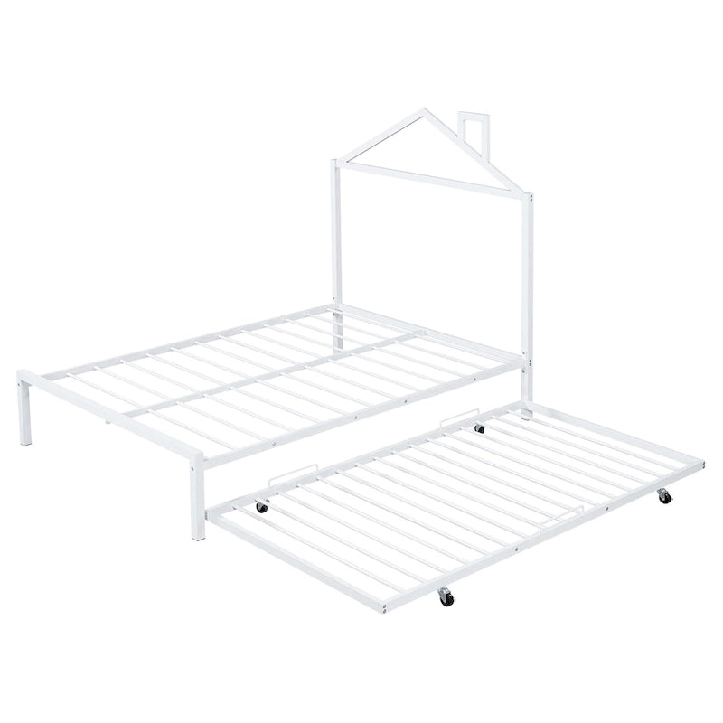 Full Size Metal Platform Bed with twin size trundle