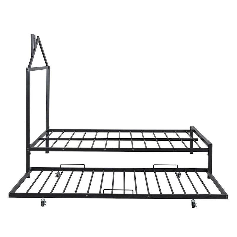 Full Size Metal Platform Bed with twin size trundle