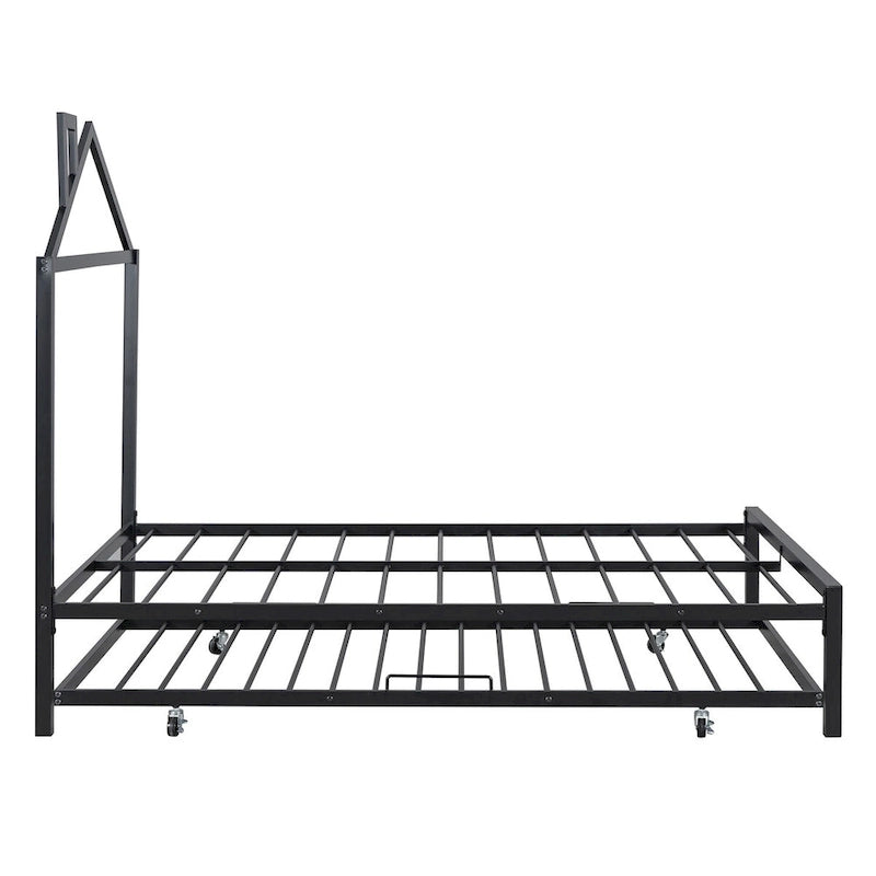 Full Size Metal Platform Bed with twin size trundle