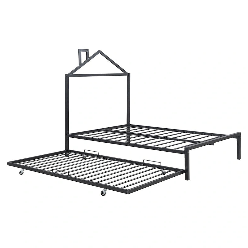 Full Size Metal Platform Bed with twin size trundle