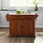 Crosley Full Size Granite Top Kitchen Cart in Cherry - 51.5 W x 18 D x 36.5 H