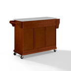 Crosley Full Size Granite Top Kitchen Cart in Cherry - 51.5 W x 18 D x 36.5 H