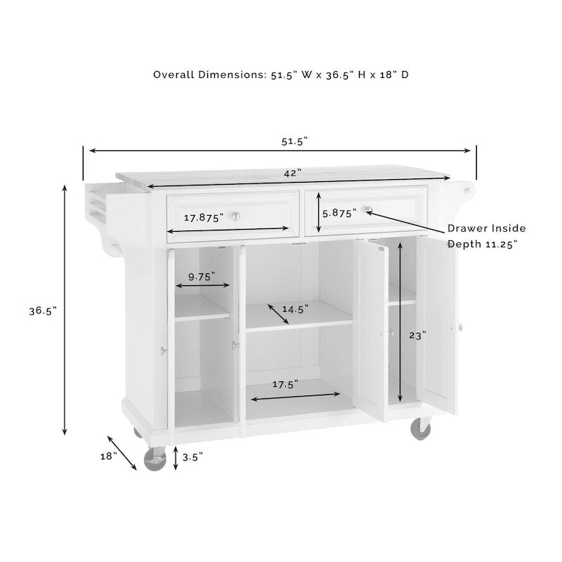 Crosley Full Size Granite Top Kitchen Cart in Cherry - 51.5 W x 18 D x 36.5 H