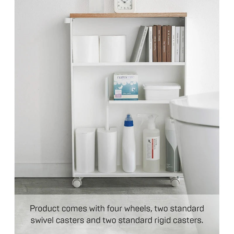 Yamazaki Home Rolling Storage Cart, Steel, Minimal Assembly - L 18.7 x W 5.12 x H 26.97 inches