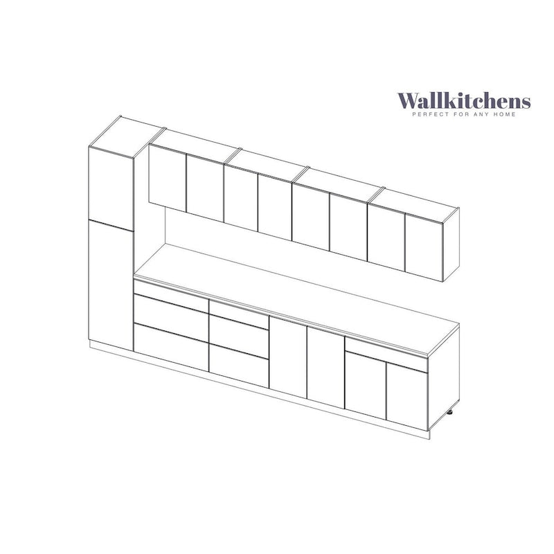 Kitchen Elegant Collection White Matte Color Base Size 11Ft Wide - 135x24