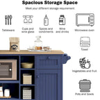 Kitchen Island Cart with Wheels,Storage Cabinet, Solid Wood Desktop