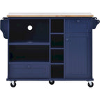Kitchen Island Cart with Wheels,Storage Cabinet, Solid Wood Desktop