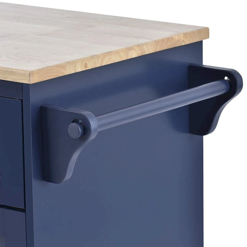 Kitchen Island Cart with Wheels,Storage Cabinet, Solid Wood Desktop