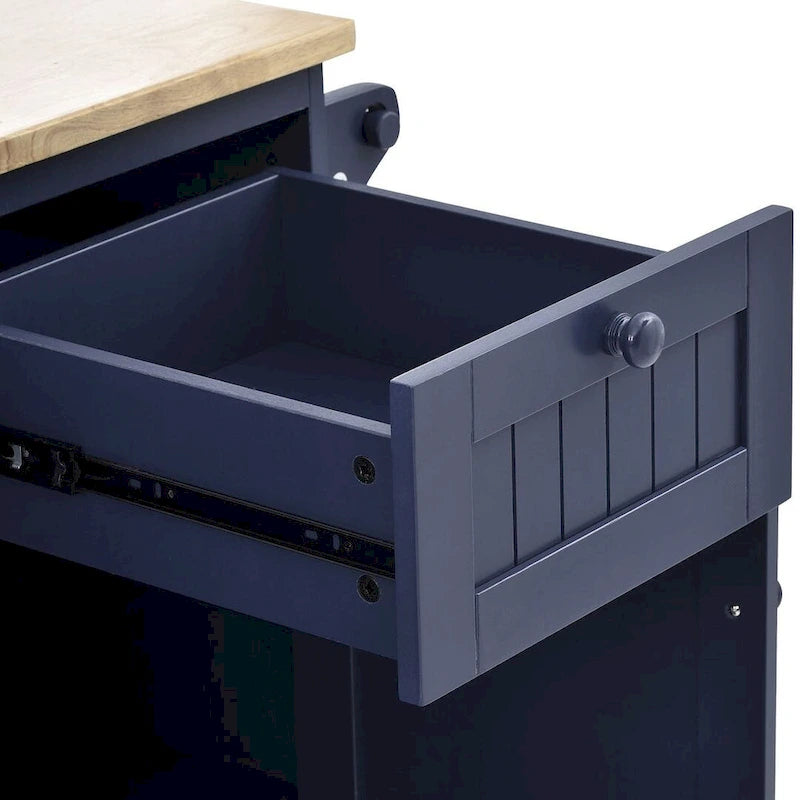 Kitchen Island Cart with Wheels,Storage Cabinet, Solid Wood Desktop
