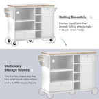Kitchen Island Cart with Wheels,Storage Cabinet, Solid Wood Desktop