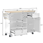 Kitchen Island Cart with Wheels,Storage Cabinet, Solid Wood Desktop