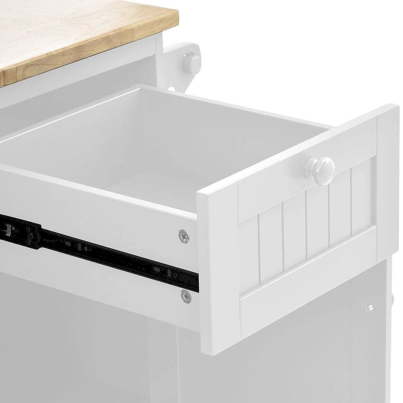 Kitchen Island Cart with Wheels,Storage Cabinet, Solid Wood Desktop