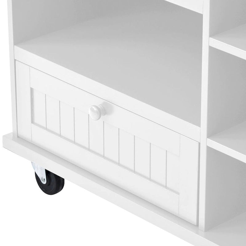 Kitchen Island Cart with Wheels,Storage Cabinet, Solid Wood Desktop