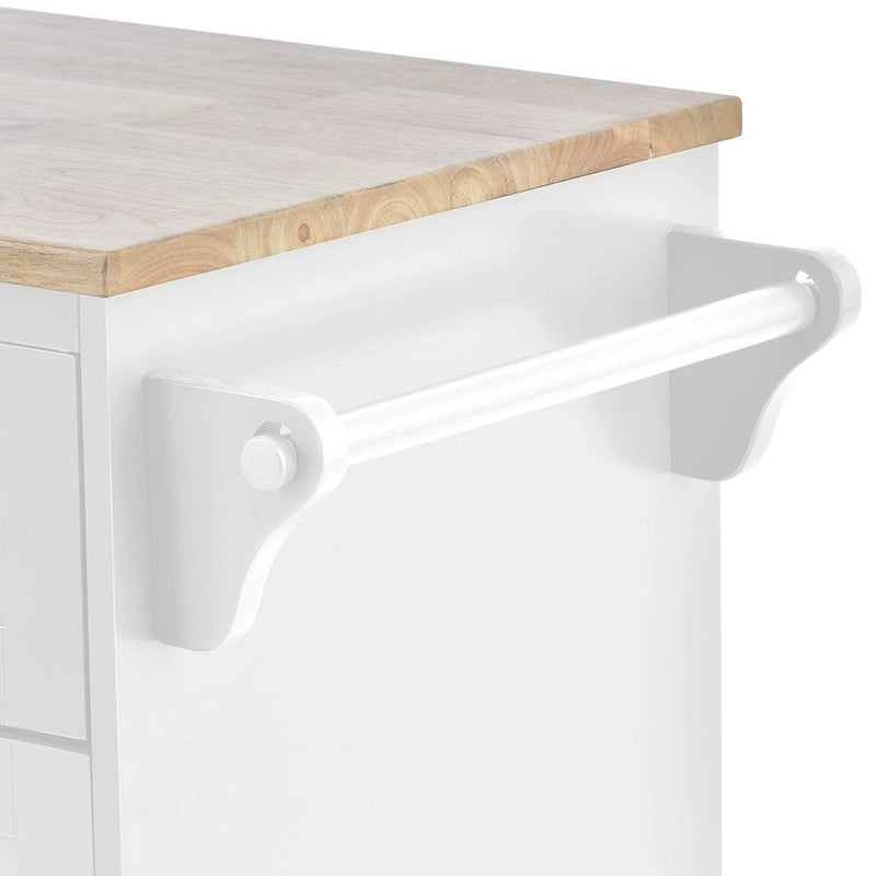 Kitchen Island Cart with Wheels,Storage Cabinet, Solid Wood Desktop