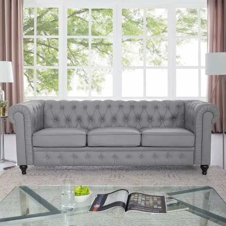 Emery Chesterfield Sofa, Luxurious Comfort for Cozy Living Rooms, Mid-Century Modern couch, Elegance & Serenity, 3-Seater Sofa