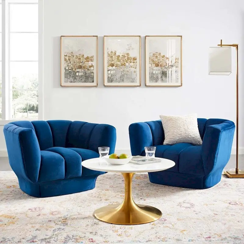 Entertain Vertical Channel Tufted Performance Velvet Armchair Set of 2