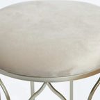 Adeco FT0254 Round Stackable Footstool, Steel Legs, 17 Inch Height, Set of 2 Ottomans & Storage Ottomans Light Grey