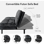 Sofa Bed, Convertible Futon Sleeper Couch Daybed with Adjustable Armrests for Studio, Apartment, Office, Small Space