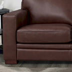 Hydeline Dillon Top Grain Leather Loveseat With Feather, Memory Foam and Springs