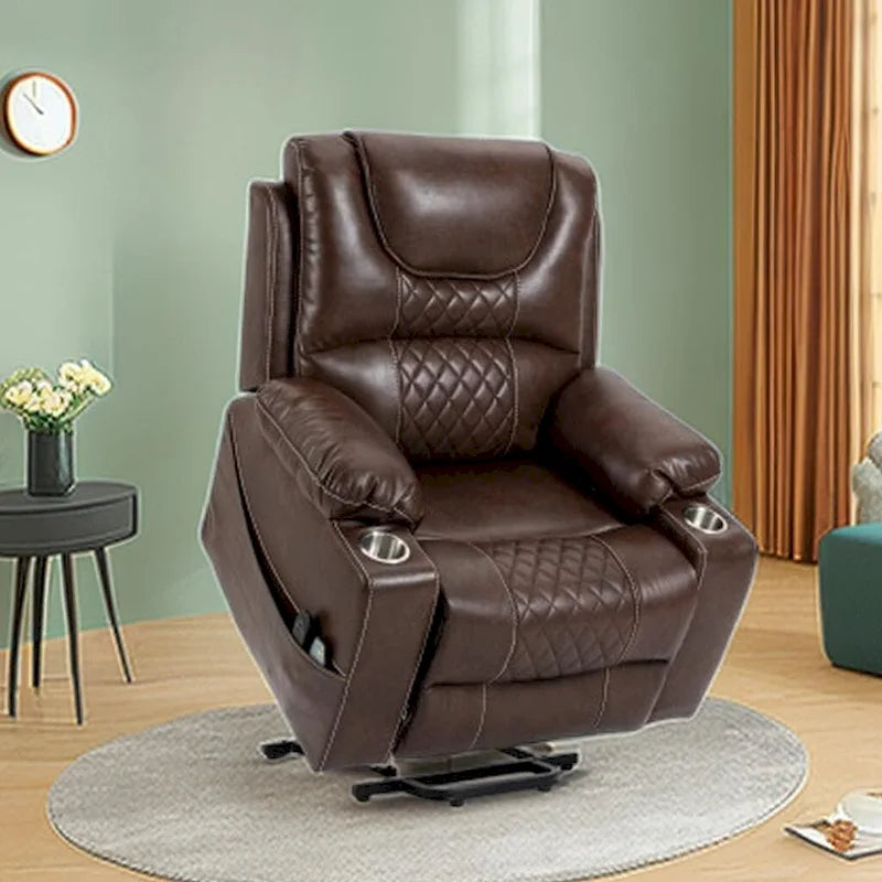 Power Lift Recliner Chair PU Leather with Massage and Heating Reclining Chair for Elderly
