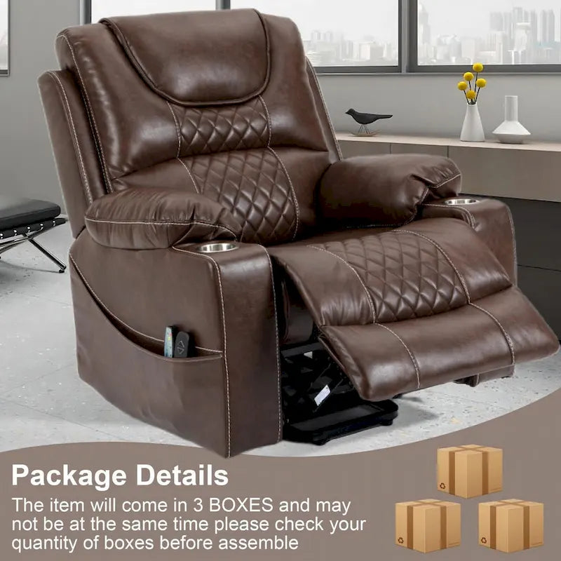 Power Lift Recliner Chair PU Leather with Massage and Heating Reclining Chair for Elderly