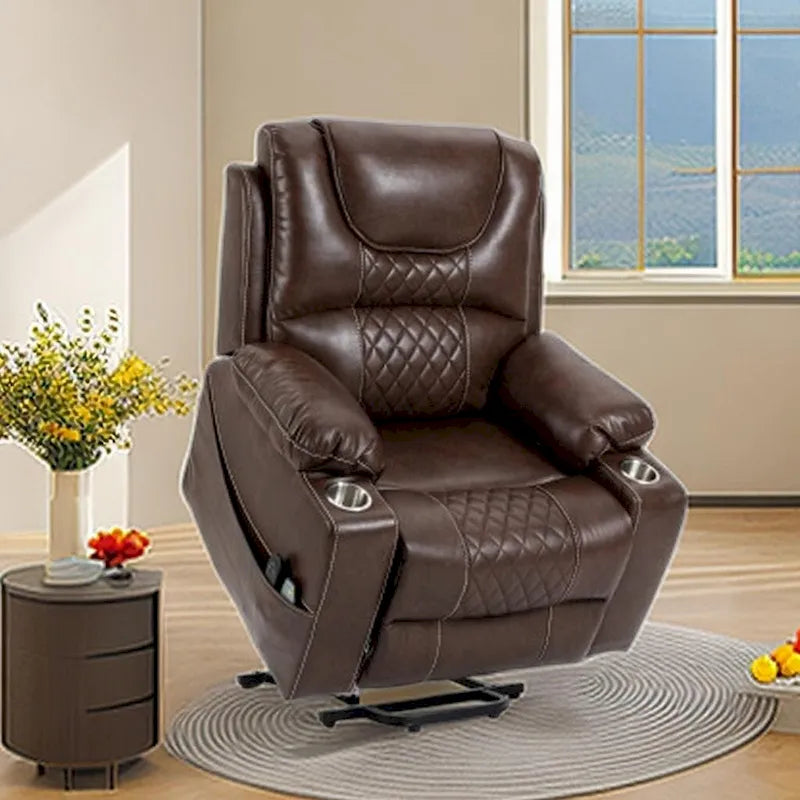 Power Lift Recliner Chair PU Leather with Massage and Heating Reclining Chair for Elderly