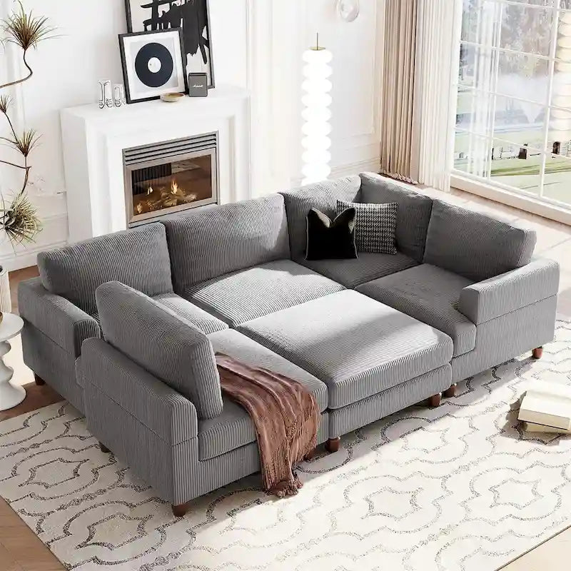 Modular Sectional Sofa with Ottoman L Shaped Corner Sectional