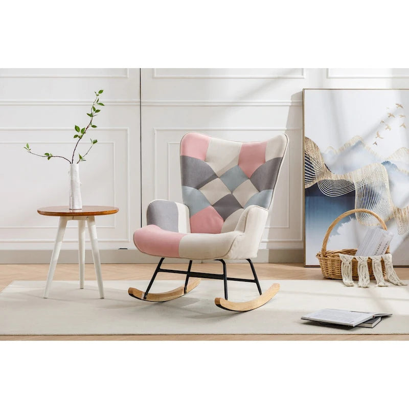 Modern Patchwork Accent Chair for Living Room Bedroom Studio