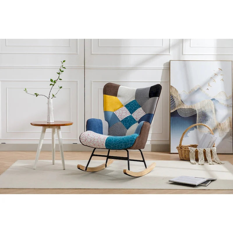 Modern Patchwork Accent Chair for Living Room Bedroom Studio