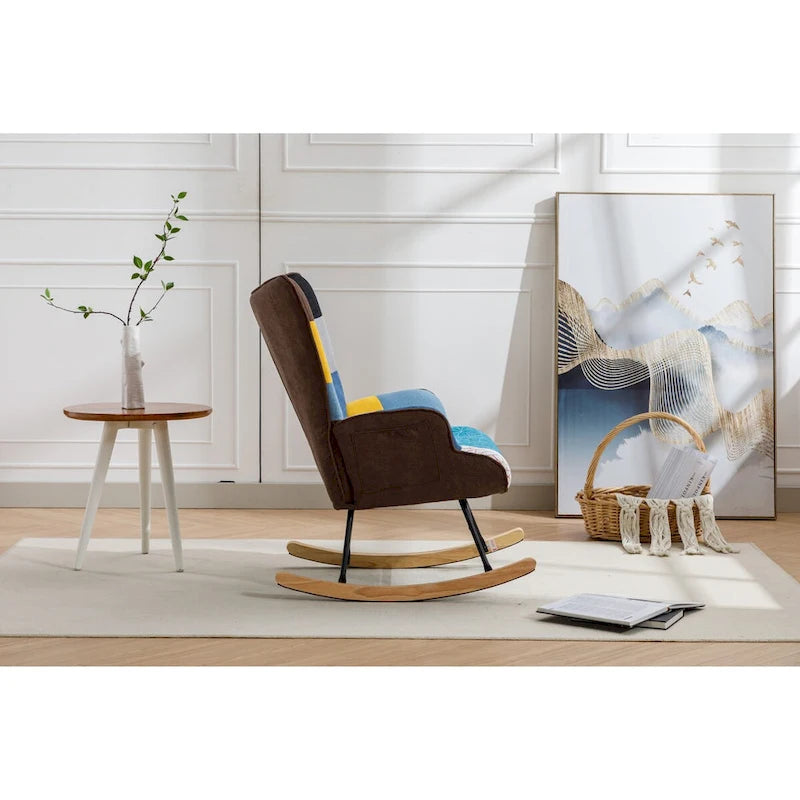 Modern Patchwork Accent Chair for Living Room Bedroom Studio