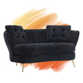 Velvet Loveseat Sofa with Golden Metal Legs for Living Room