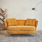 Velvet Loveseat Sofa with Golden Metal Legs for Living Room
