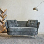 Velvet Loveseat Sofa with Golden Metal Legs for Living Room