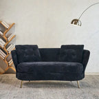 Velvet Loveseat Sofa with Golden Metal Legs for Living Room