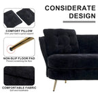 Velvet Loveseat Sofa with Golden Metal Legs for Living Room