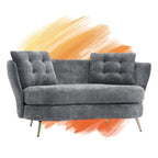 Velvet Loveseat Sofa with Golden Metal Legs for Living Room