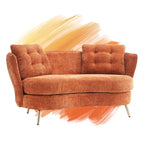 Velvet Loveseat Sofa with Golden Metal Legs for Living Room