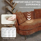 Velvet Loveseat Sofa with Golden Metal Legs for Living Room