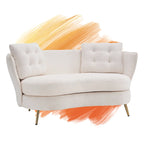 Velvet Loveseat Sofa with Golden Metal Legs for Living Room