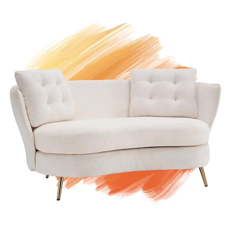 Velvet Loveseat Sofa with Golden Metal Legs for Living Room
