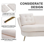 Velvet Loveseat Sofa with Golden Metal Legs for Living Room