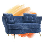Velvet Loveseat Sofa with Golden Metal Legs for Living Room