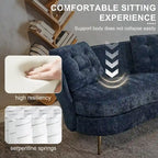 Velvet Loveseat Sofa with Golden Metal Legs for Living Room