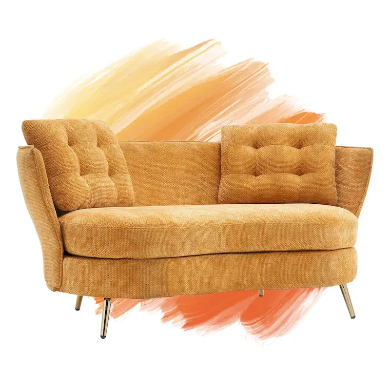Velvet Loveseat Sofa with Golden Metal Legs for Living Room