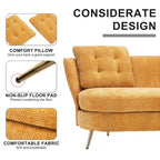 Velvet Loveseat Sofa with Golden Metal Legs for Living Room