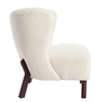 Accent Chair, Upholstered Armless Chair Lambskin Sherpa Single Sofa Chair with Wooden Legs, Modern Reading Chair for Living Room