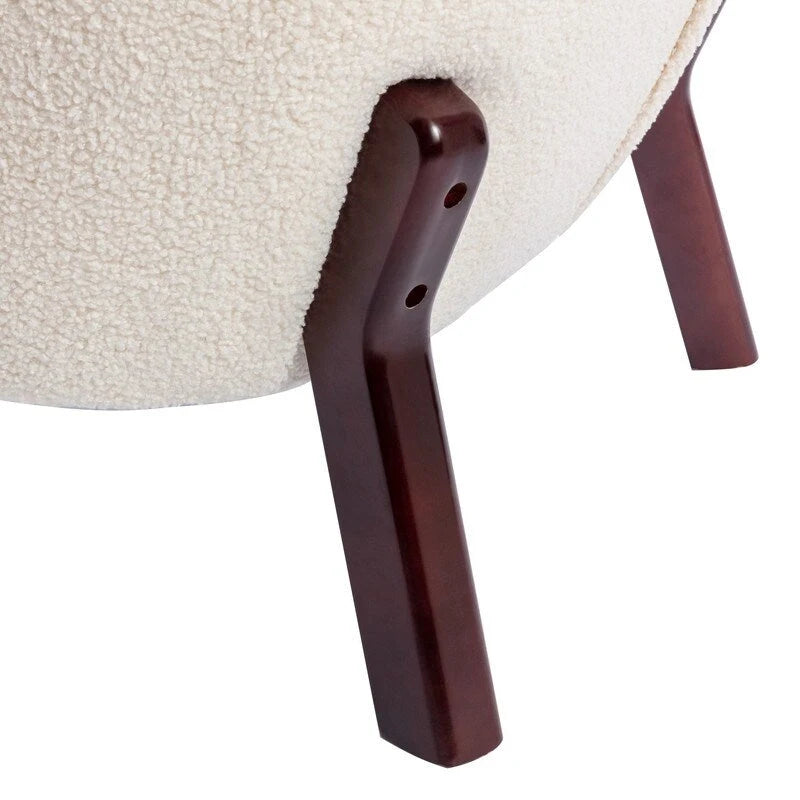 Accent Chair, Upholstered Armless Chair Lambskin Sherpa Single Sofa Chair with Wooden Legs, Modern Reading Chair for Living Room