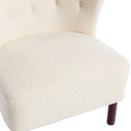 Accent Chair, Upholstered Armless Chair Lambskin Sherpa Single Sofa Chair with Wooden Legs, Modern Reading Chair for Living Room
