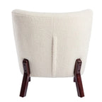 Accent Chair, Upholstered Armless Chair Lambskin Sherpa Single Sofa Chair with Wooden Legs, Modern Reading Chair for Living Room