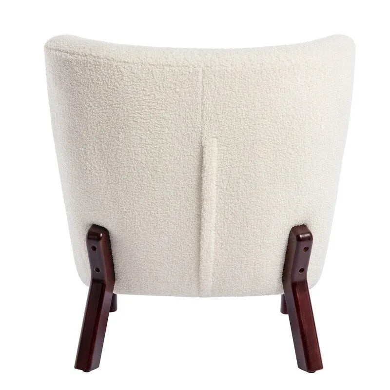 Accent Chair, Upholstered Armless Chair Lambskin Sherpa Single Sofa Chair with Wooden Legs, Modern Reading Chair for Living Room